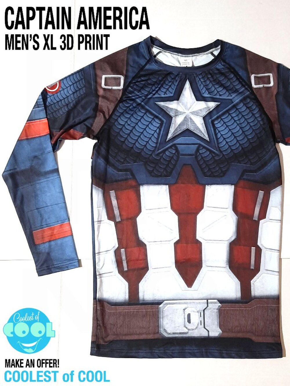Avengers Captain America 3D Print t-shirt Men's XL Short Sleeve Sports shirt new